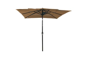 Parasoll med aluminiumsstang 3 nivåer 2,5x2,5 m gråbrun - Hagemøbler - Solbeskyttelse - Parasoller