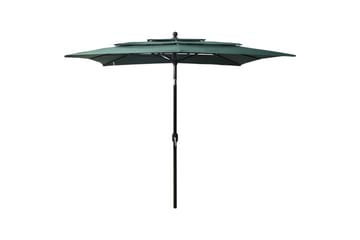 Parasoll med aluminiumsstang 3 nivåer 2,5x2,5 m grønn - Hagemøbler - Solbeskyttelse - Parasoller