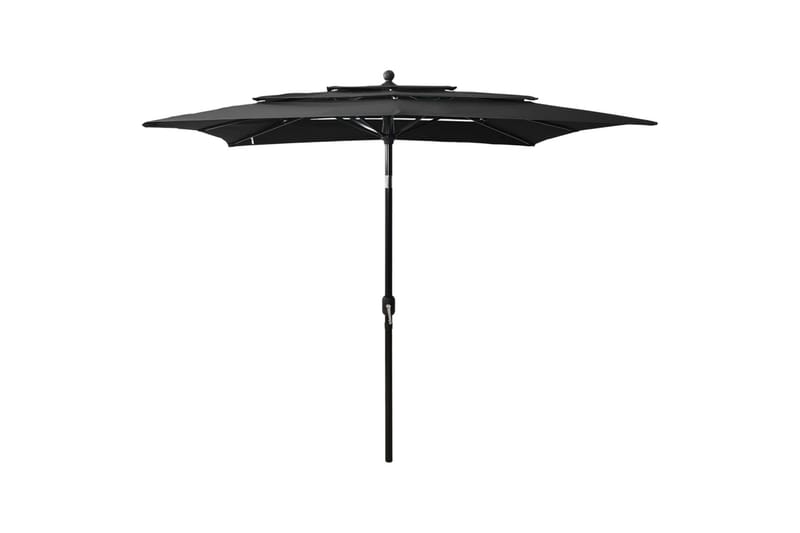 Parasoll med aluminiumsstang 3 nivåer 2,5x2,5 m svart - Hagemøbler - Solbeskyttelse - Parasoller