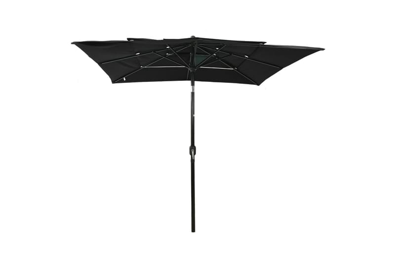 Parasoll med aluminiumsstang 3 nivåer 2,5x2,5 m svart - Hagemøbler - Solbeskyttelse - Parasoller
