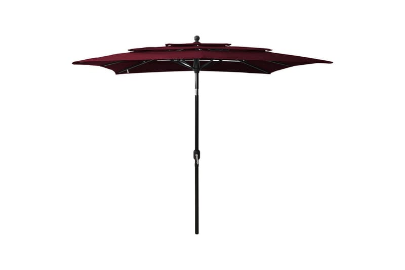Parasoll med aluminiumsstang 3 nivåer 2,5x2,5 m vinrød - Hagemøbler - Solbeskyttelse - Parasoller