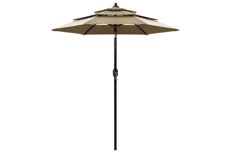 Parasoll med aluminiumsstang 3 nivåer 2 m gråbrun - Hagemøbler - Solbeskyttelse - Parasoller