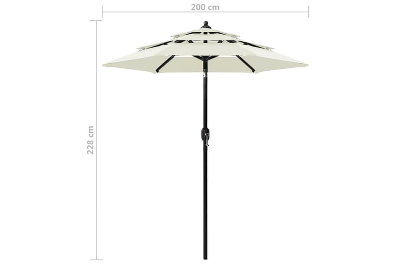 Parasoll med aluminiumsstang 3 nivåer 2 m sand - Brun - Hagemøbler - Solbeskyttelse - Parasoller