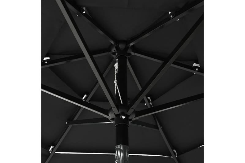 Parasoll med aluminiumsstang 3 nivåer 2 m svart - Parasoller