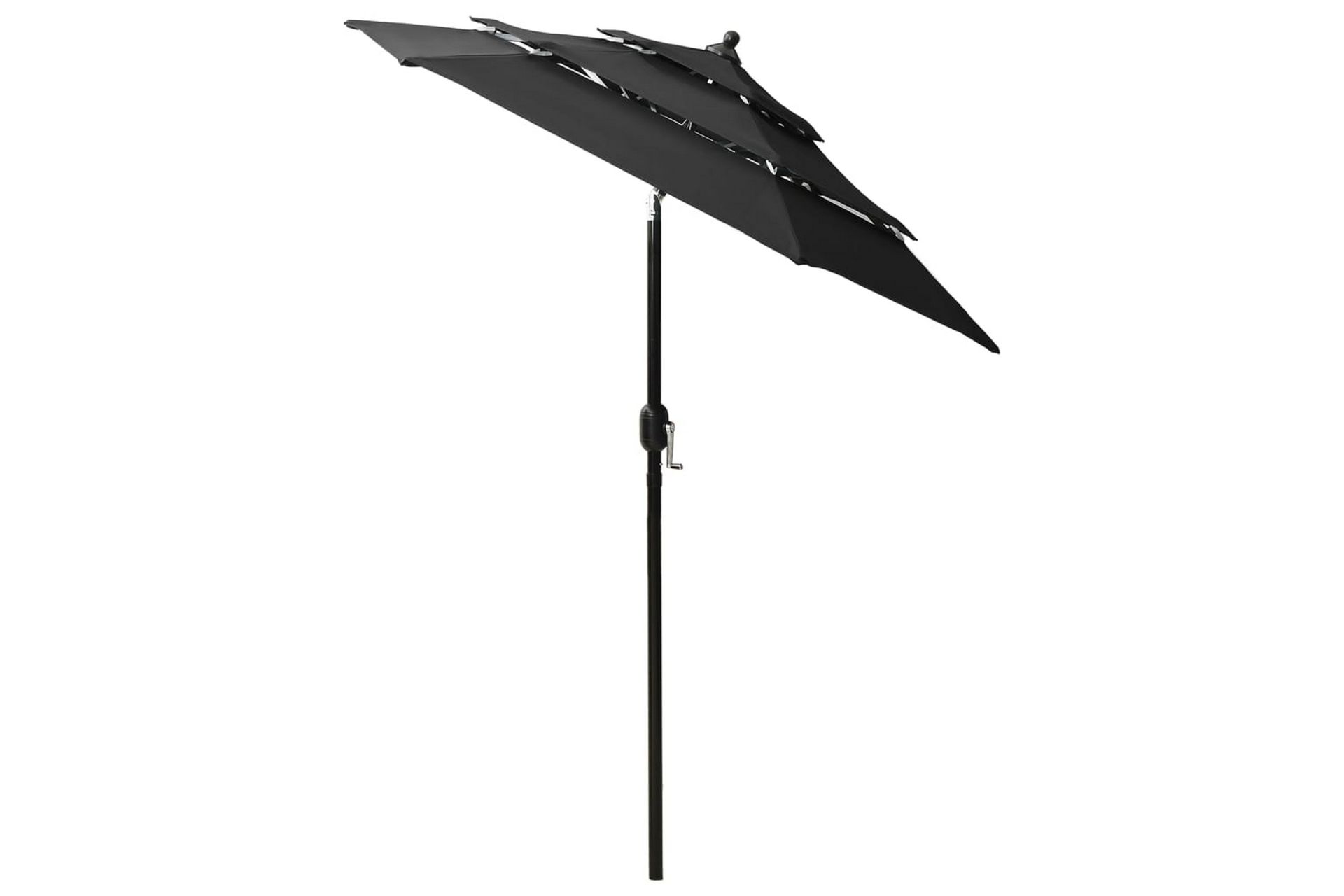 Parasoll med aluminiumsstang 3 nivåer 2 m svart - Hagemøbler - Solbeskyttelse - Parasoller