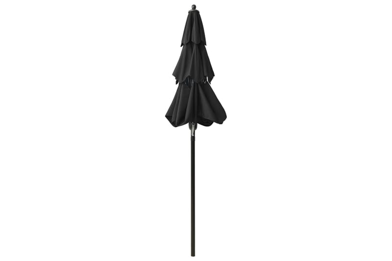 Parasoll med aluminiumsstang 3 nivåer 2 m svart - Hagemøbler - Solbeskyttelse - Parasoller