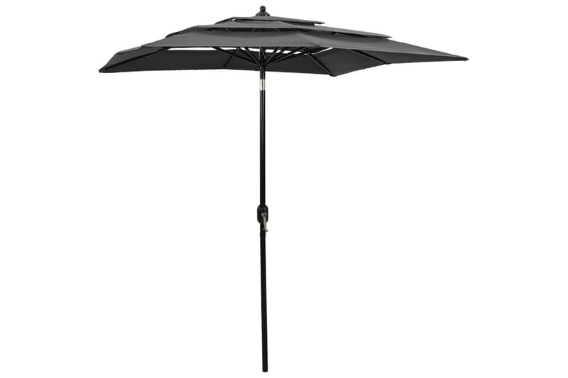 Parasoll med aluminiumsstang 3 nivåer 2x2 m antrasitt - Hagemøbler - Solbeskyttelse - Parasoller