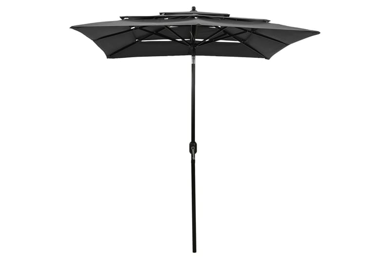 Parasoll med aluminiumsstang 3 nivåer 2x2 m antrasitt - Hagemøbler - Solbeskyttelse - Parasoller