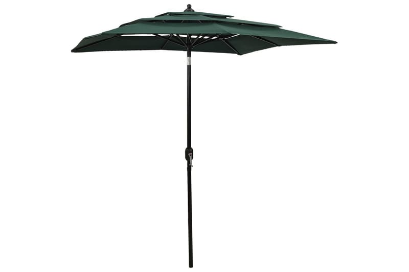 Parasoll med aluminiumsstang 3 nivåer 2x2 m grønn - Hagemøbler - Solbeskyttelse - Parasoller