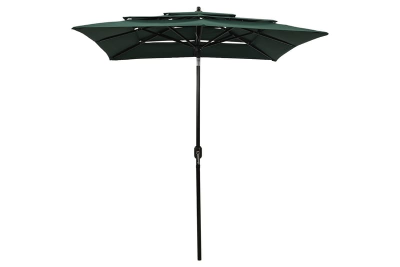 Parasoll med aluminiumsstang 3 nivåer 2x2 m grønn - Hagemøbler - Solbeskyttelse - Parasoller
