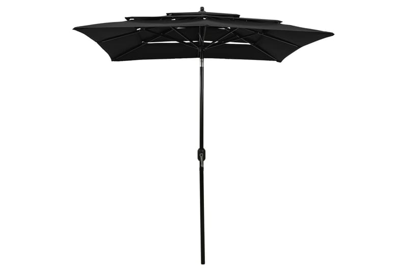 Parasoll med aluminiumsstang 3 nivåer 2x2 m svart - Hagemøbler - Solbeskyttelse - Parasoller