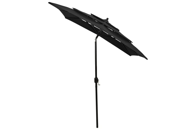 Parasoll med aluminiumsstang 3 nivåer 2x2 m svart - Hagemøbler - Solbeskyttelse - Parasoller