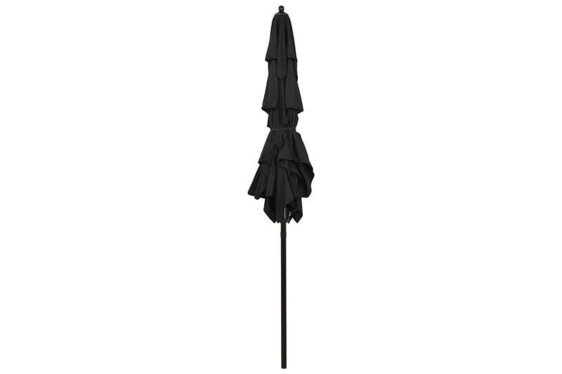 Parasoll med aluminiumsstang 3 nivåer 2x2 m svart - Hagemøbler - Solbeskyttelse - Parasoller