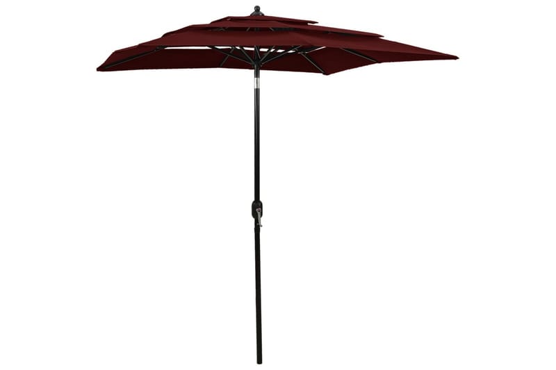 Parasoll med aluminiumsstang 3 nivåer 2x2 m vinrød - Hagemøbler - Solbeskyttelse - Parasoller