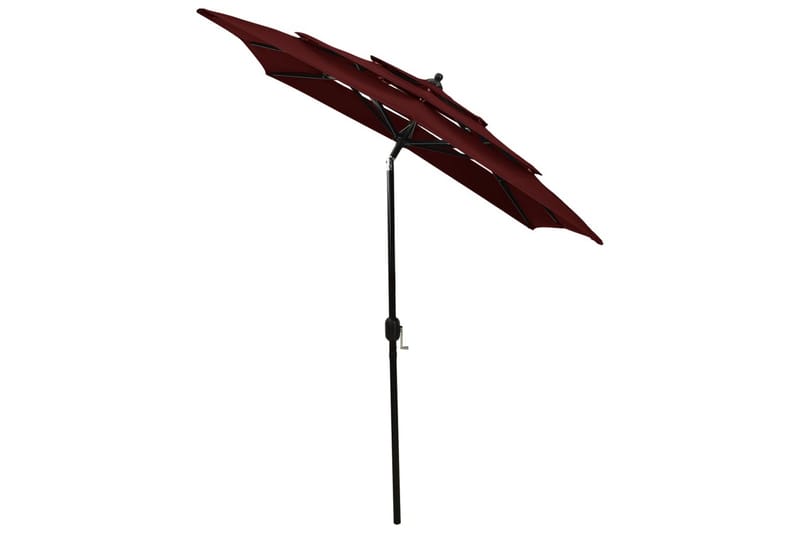 Parasoll med aluminiumsstang 3 nivåer 2x2 m vinrød - Hagemøbler - Solbeskyttelse - Parasoller