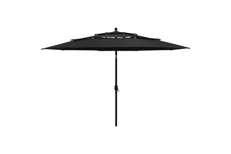 Parasoll med aluminiumsstang 3 nivåer 3,5 m svart - Hagemøbler - Solbeskyttelse - Parasoller