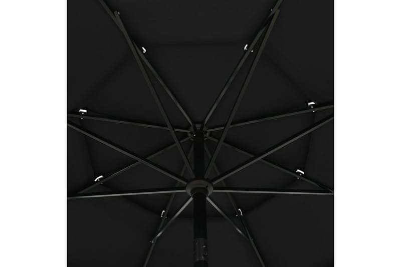 Parasoll med aluminiumsstang 3 nivåer 3,5 m svart - Parasoller
