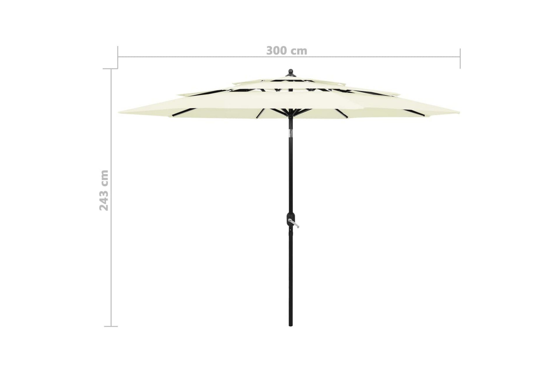 Parasoll med aluminiumsstang 3 nivåer 3 m sand - Hagemøbler - Solbeskyttelse - Parasoller