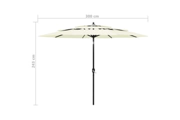 Parasoll med aluminiumsstang 3 nivåer 3 m sand - Hagemøbler - Solbeskyttelse - Parasoller