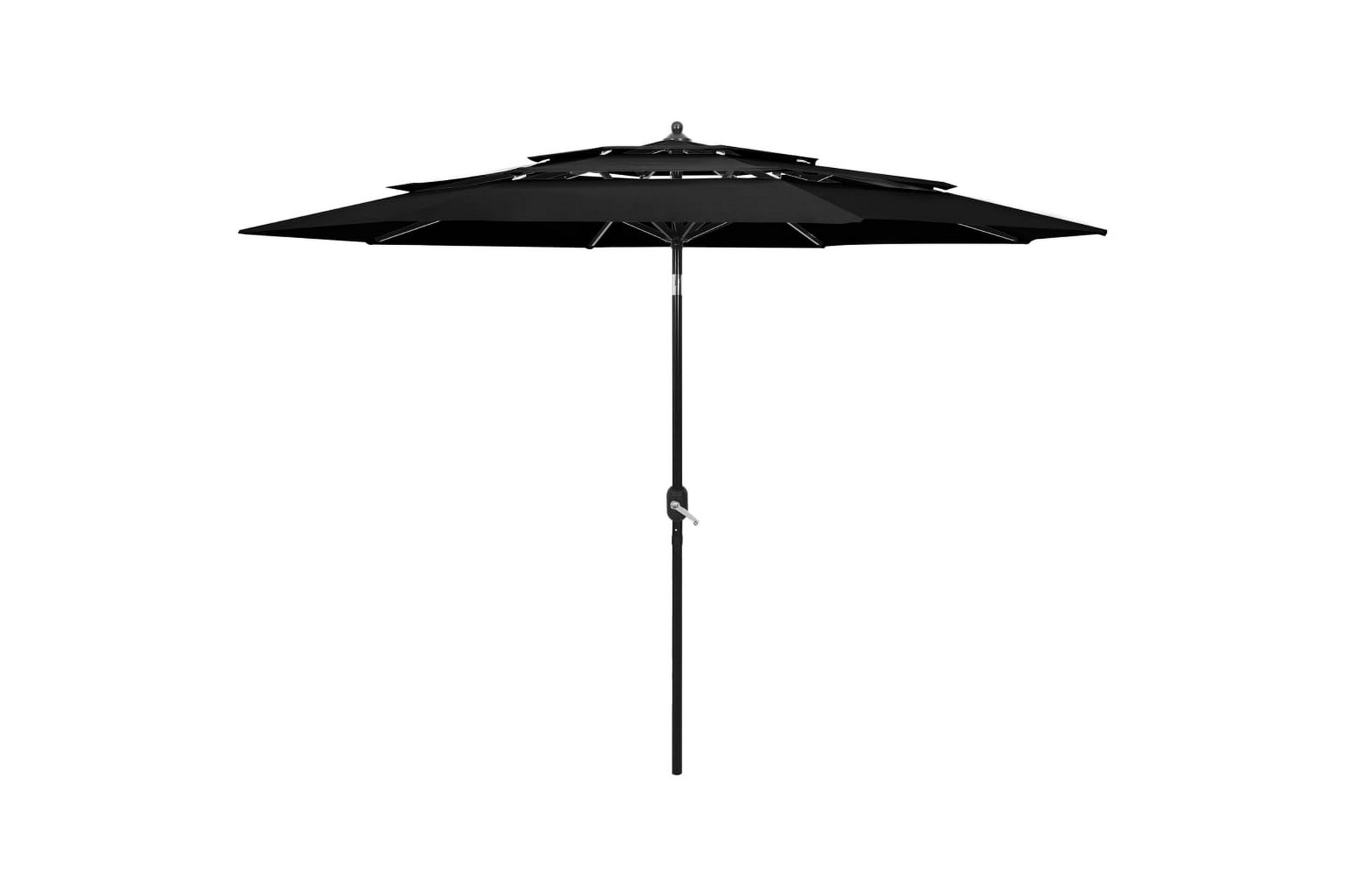 Parasoll med aluminiumsstang 3 nivåer 3 m svart - Hagemøbler - Solbeskyttelse - Parasoller
