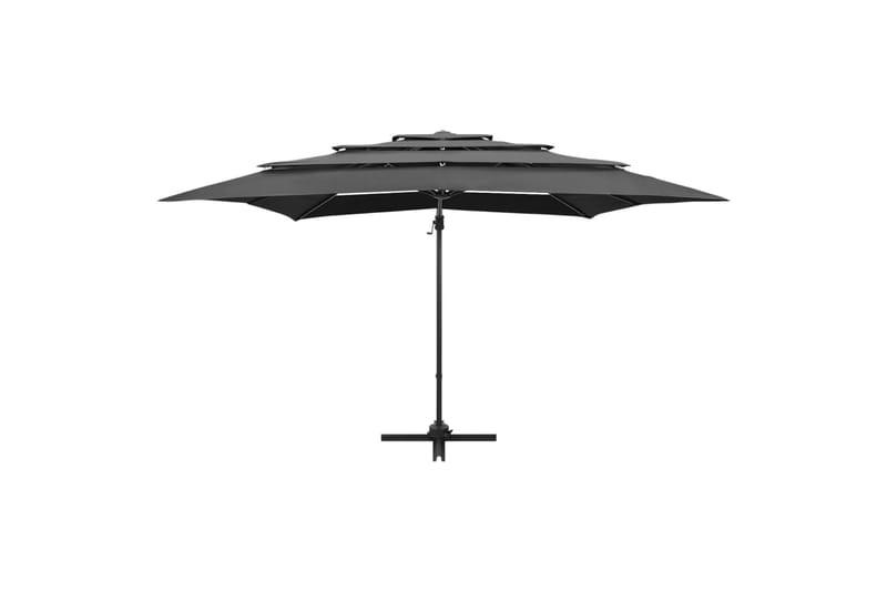 Parasoll med aluminiumsstang 4 nivåer 250x250 cm antrasitt - Antrasittgrå - Hagemøbler - Solbeskyttelse - Parasoller