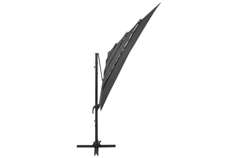 Parasoll med aluminiumsstang 4 nivåer 250x250 cm antrasitt - Antrasittgrå - Hagemøbler - Solbeskyttelse - Parasoller