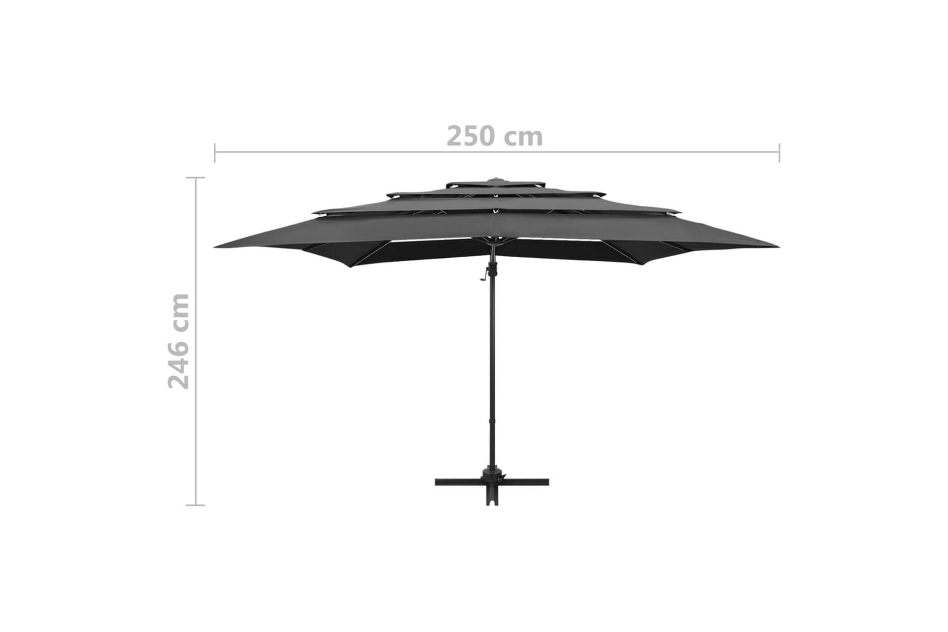 Parasoll med aluminiumsstang 4 nivåer 250x250 cm antrasitt - Antrasittgrå - Hagemøbler - Solbeskyttelse - Parasoller
