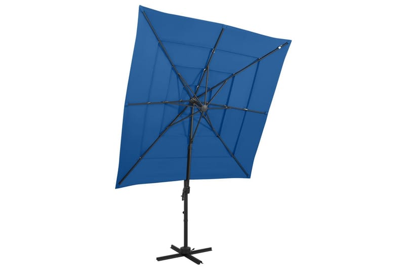 Parasoll med aluminiumsstang 4 nivåer 250x250 cm asurblå - Blå - Hagemøbler - Solbeskyttelse - Parasoller