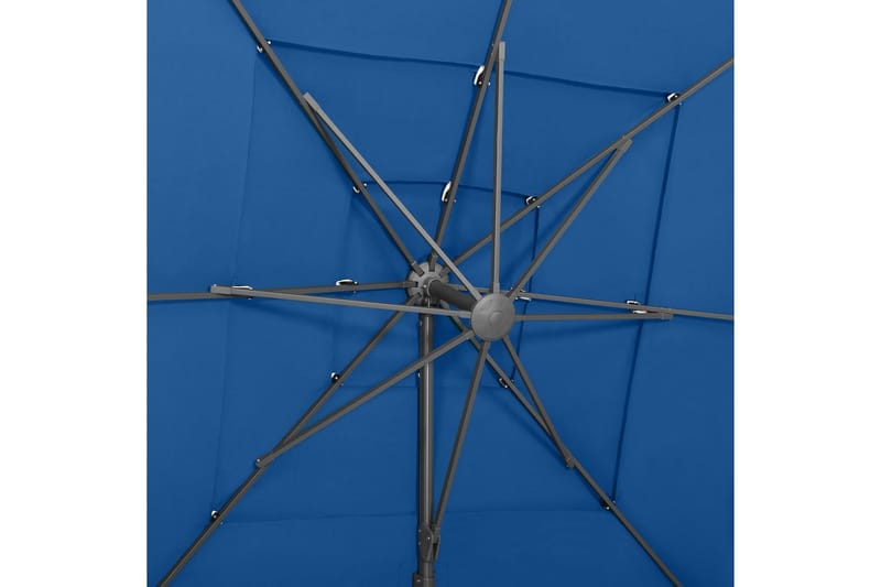 Parasoll med aluminiumsstang 4 nivåer 250x250 cm asurblå - Blå - Hagemøbler - Solbeskyttelse - Parasoller
