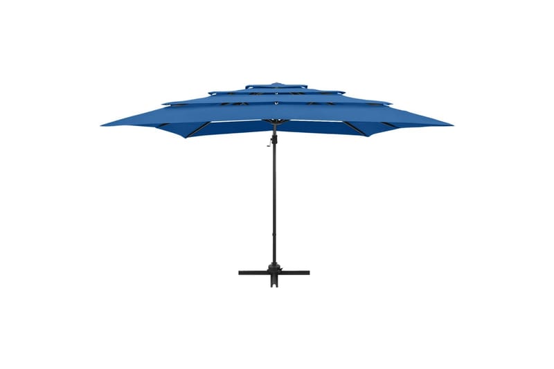 Parasoll med aluminiumsstang 4 nivåer 250x250 cm asurblå - Blå - Hagemøbler - Solbeskyttelse - Parasoller