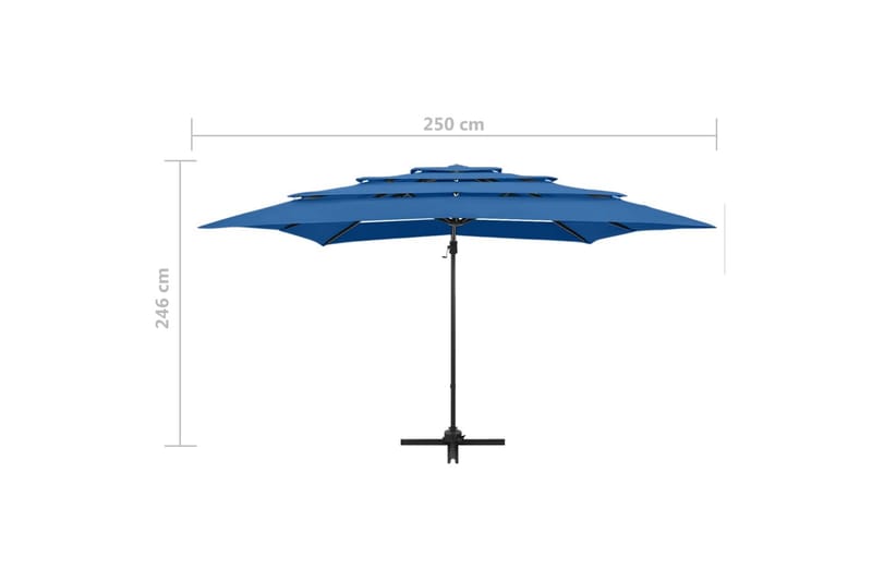Parasoll med aluminiumsstang 4 nivåer 250x250 cm asurblå - Blå - Hagemøbler - Solbeskyttelse - Parasoller