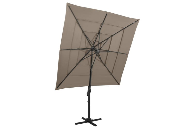 Parasoll med aluminiumsstang 4 nivåer 250x250 cm gråbrun - Taupe - Hagemøbler - Solbeskyttelse - Parasoller
