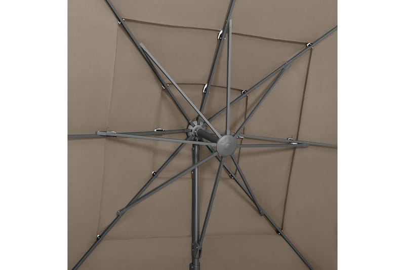 Parasoll med aluminiumsstang 4 nivåer 250x250 cm gråbrun - Taupe - Hagemøbler - Solbeskyttelse - Parasoller