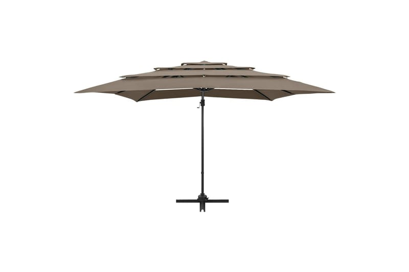 Parasoll med aluminiumsstang 4 nivåer 250x250 cm gråbrun - Taupe - Hagemøbler - Solbeskyttelse - Parasoller