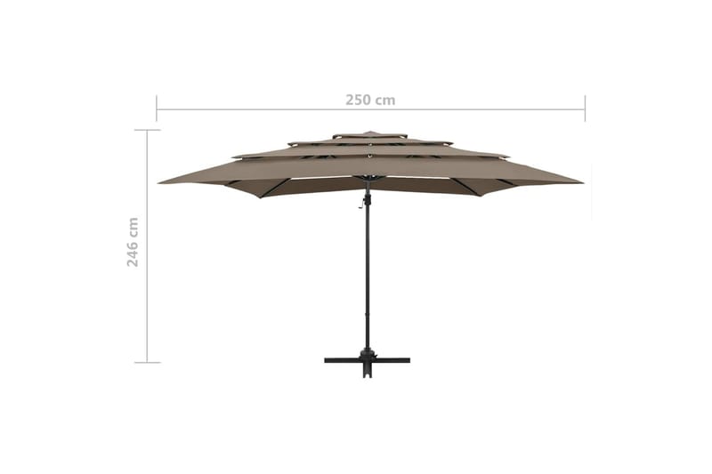 Parasoll med aluminiumsstang 4 nivåer 250x250 cm gråbrun - Taupe - Hagemøbler - Solbeskyttelse - Parasoller