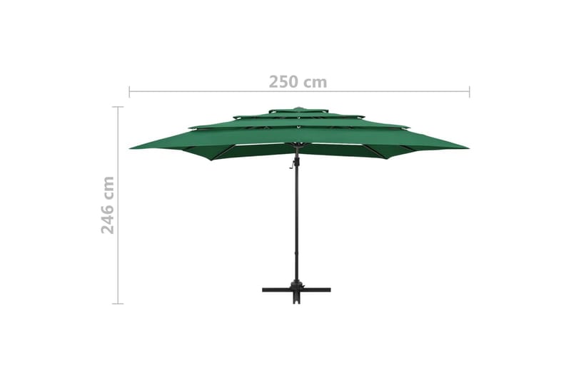 Parasoll med aluminiumsstang 4 nivåer 250x250 cm grønn - grønn - Parasoller