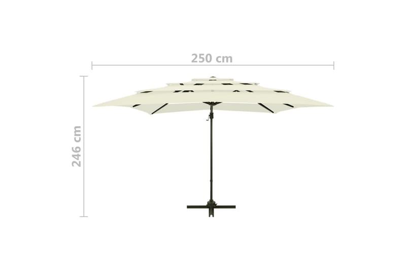 Parasoll med aluminiumsstang 4 nivåer 250x250 cm sand - Hagemøbler - Solbeskyttelse - Parasoller