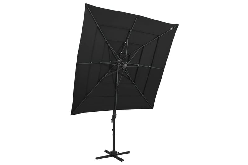 Parasoll med aluminiumsstang 4 nivåer 250x250 cm svart - Svart - Hagemøbler - Solbeskyttelse - Parasoller