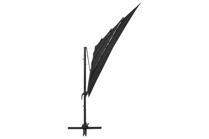 Parasoll med aluminiumsstang 4 nivåer 250x250 cm svart - Svart - Hagemøbler - Solbeskyttelse - Parasoller