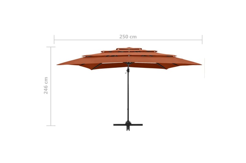 Parasoll med aluminiumsstang 4 nivåer 250x250 cm terrakotta - Rød - Hagemøbler - Solbeskyttelse - Parasoller
