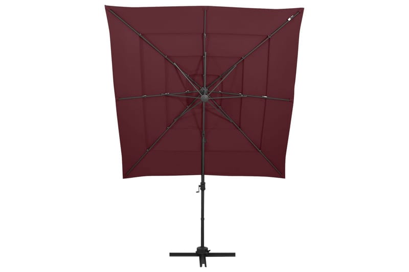 Parasoll med aluminiumsstang 4 nivåer 250x250 cm vinrød - Rød - Hagemøbler - Solbeskyttelse - Parasoller