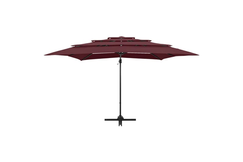 Parasoll med aluminiumsstang 4 nivåer 250x250 cm vinrød - Rød - Hagemøbler - Solbeskyttelse - Parasoller