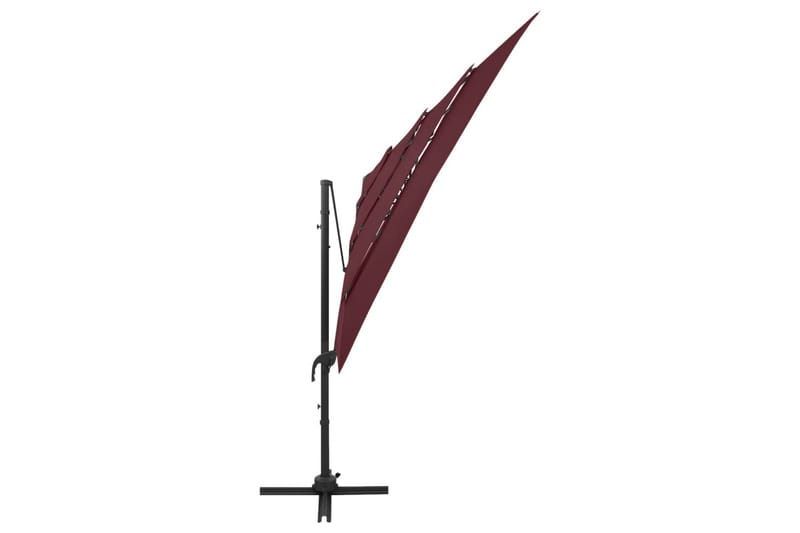Parasoll med aluminiumsstang 4 nivåer 250x250 cm vinrød - Rød - Hagemøbler - Solbeskyttelse - Parasoller