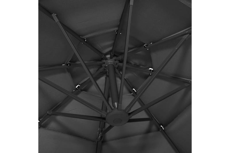 Parasoll med aluminiumsstang 4 nivåer 3x3 m antrasitt - Antrasittgrå - Parasoller