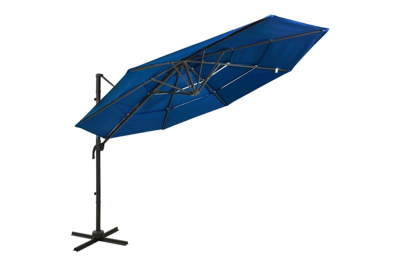 Parasoll med aluminiumsstang 4 nivåer 3x3 m asurblå - Blå - Hagemøbler - Solbeskyttelse - Parasoller