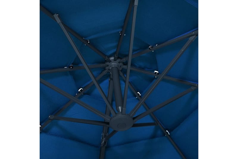 Parasoll med aluminiumsstang 4 nivåer 3x3 m asurblå - Blå - Parasoller
