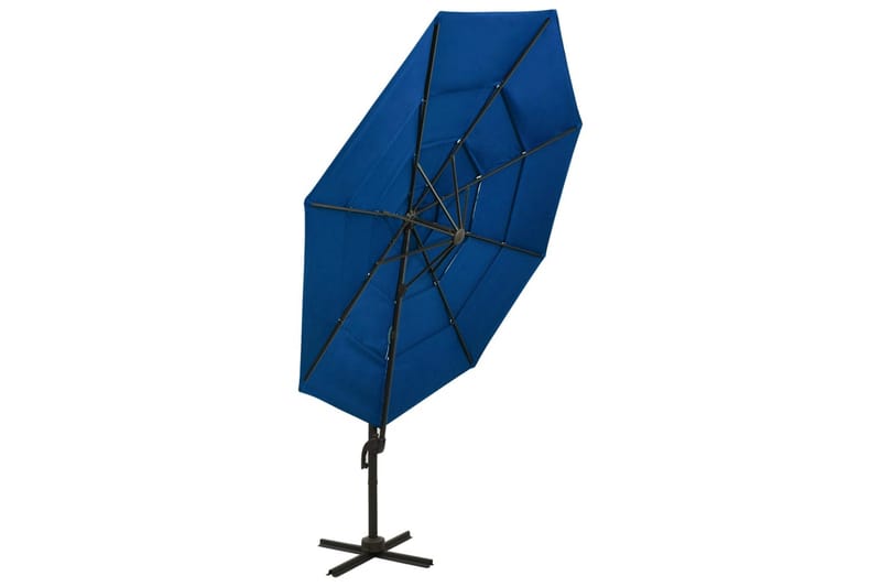 Parasoll med aluminiumsstang 4 nivåer 3x3 m asurblå - Blå - Hagemøbler - Solbeskyttelse - Parasoller