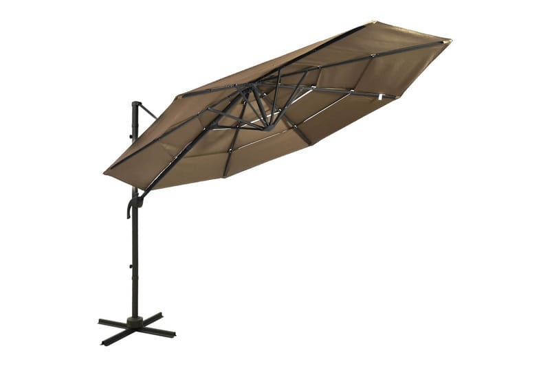 Parasoll med aluminiumsstang 4 nivåer 3x3 m gråbrun - Taupe - Hagemøbler - Solbeskyttelse - Parasoller