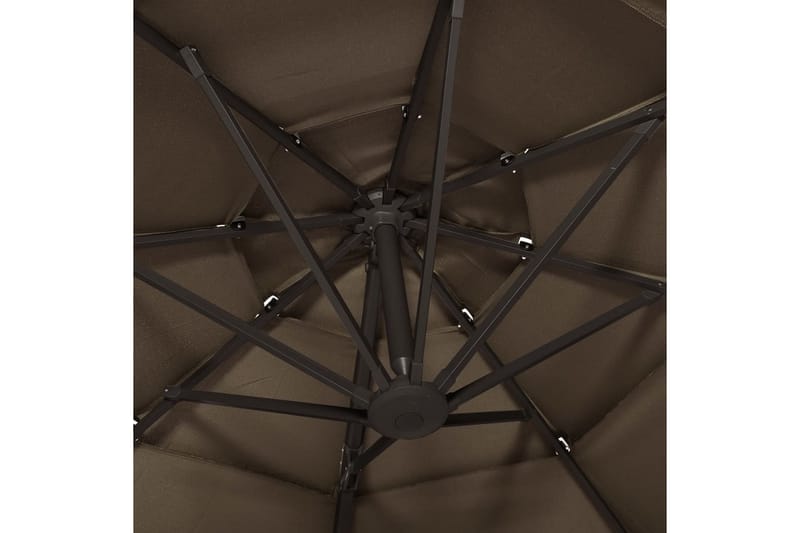 Parasoll med aluminiumsstang 4 nivåer 3x3 m gråbrun - Taupe - Hagemøbler - Solbeskyttelse - Parasoller