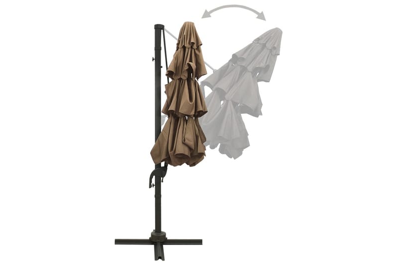 Parasoll med aluminiumsstang 4 nivåer 3x3 m gråbrun - Taupe - Hagemøbler - Solbeskyttelse - Parasoller